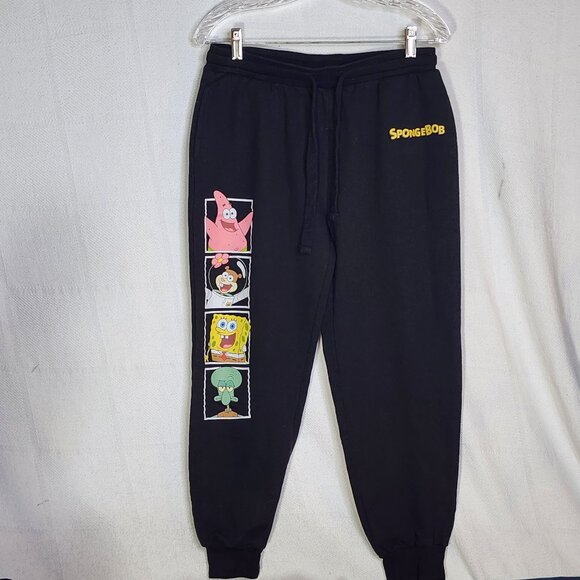 Nickelodeon Character Logo Spongebob and Friends Black Sweatpants Junior Size L - Picture 1 of 16
